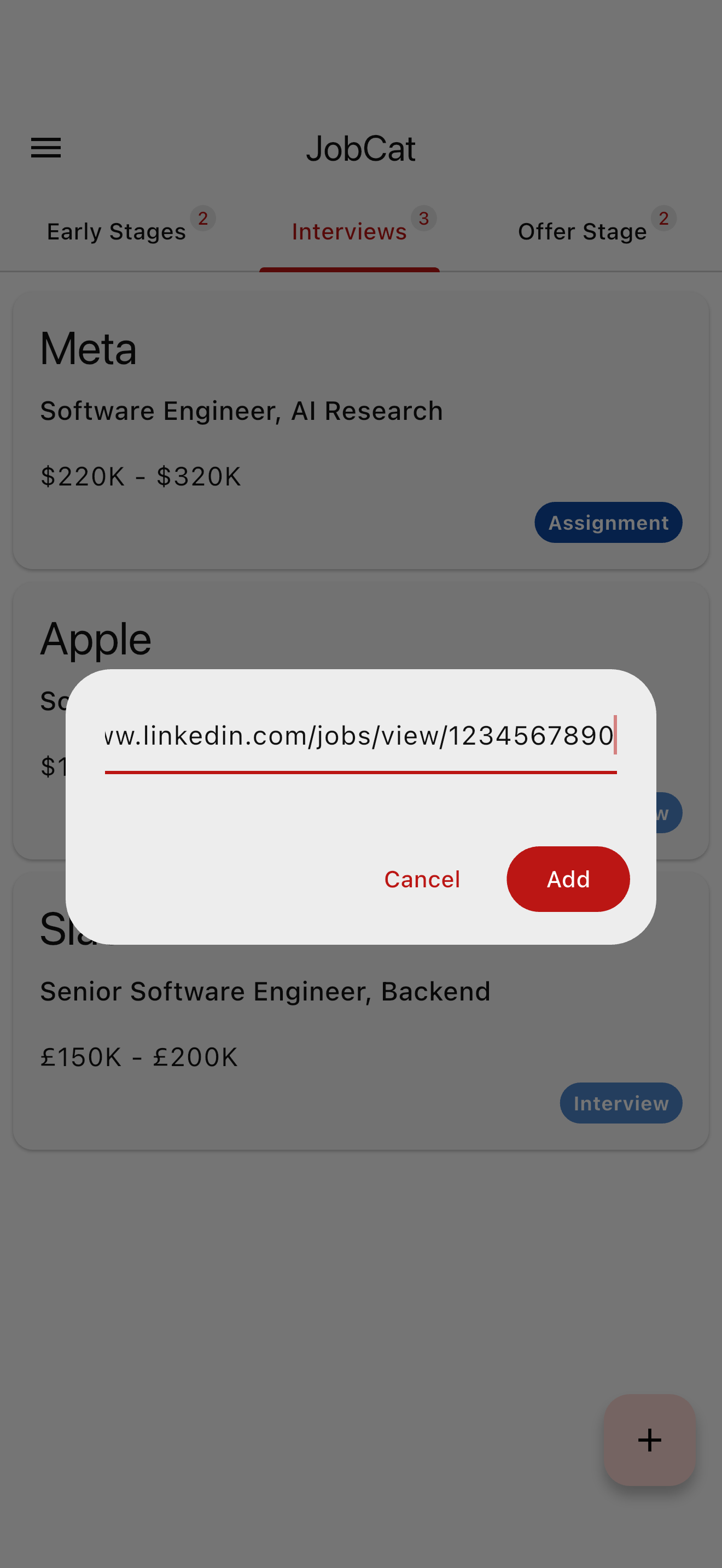 Add job by URL