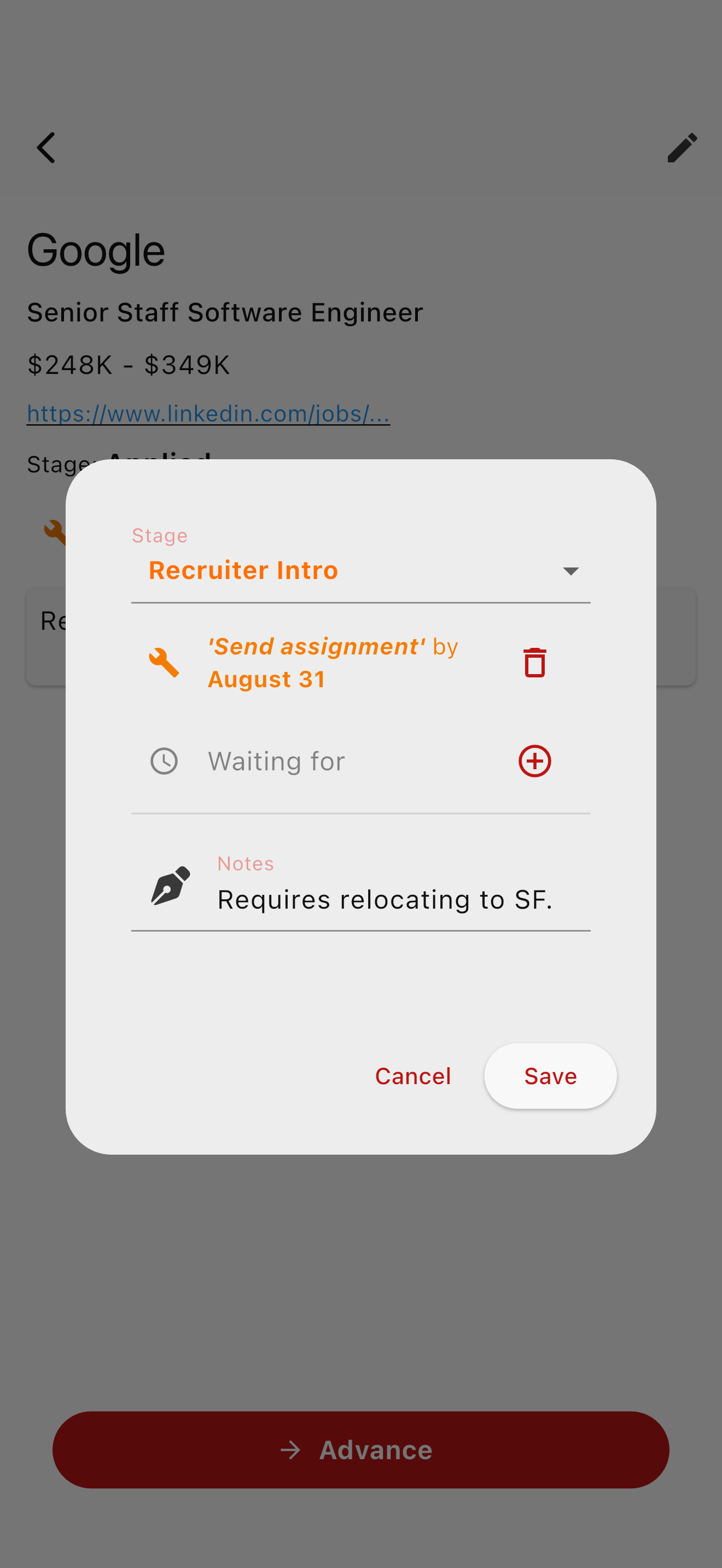 Advance to next stage